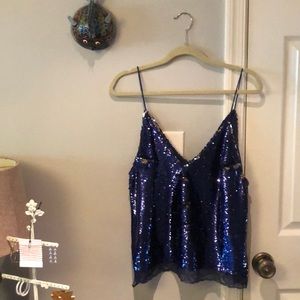 Blue sequin top